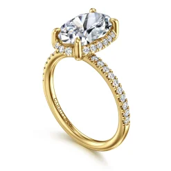 Best Gabriel & Co. Suede - 14K Yellow Gold Oval Hidden Halo Diamond Engagement Ring
