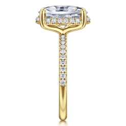 Best Gabriel & Co. Suede - 14K Yellow Gold Oval Hidden Halo Diamond Engagement Ring