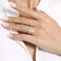 Best Gabriel & Co. Suede - 14K Yellow Gold Oval Hidden Halo Diamond Engagement Ring