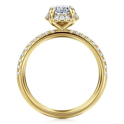 Discount Gabriel & Co. Suede - 14K Yellow Gold Oval Hidden Halo Diamond Engagement Ring