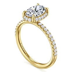 Discount Gabriel & Co. Suede - 14K Yellow Gold Oval Hidden Halo Diamond Engagement Ring