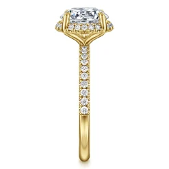 Sale Gabriel & Co. Suede - 14K Yellow Gold Round Hidden Halo Diamond Engagement Ring
