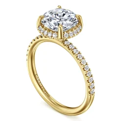 Sale Gabriel & Co. Suede - 14K Yellow Gold Round Hidden Halo Diamond Engagement Ring