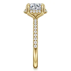 Sale Gabriel & Co. Suede - 14K Yellow Gold Round Hidden Halo Diamond Engagement Ring