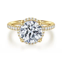 Gabriel & Co. Suede - 14K Yellow Gold Round Hidden Halo Diamond Engagement Ring