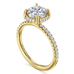 Discount Gabriel & Co. Suede - 14K Yellow Gold Round Hidden Halo Diamond Engagement Ring