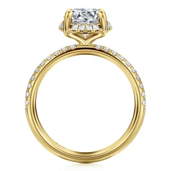 Discount Gabriel & Co. Suede - 14K Yellow Gold Round Hidden Halo Diamond Engagement Ring