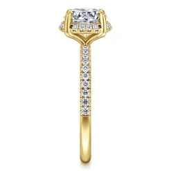Discount Gabriel & Co. Suede - 14K Yellow Gold Round Hidden Halo Diamond Engagement Ring