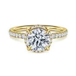 Discount Gabriel & Co. Suede - 14K Yellow Gold Round Hidden Halo Diamond Engagement Ring