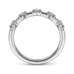Gabriel & Co. Sumatra - 14K White Gold Diamond Station Anniversary Band - 0.25 ct