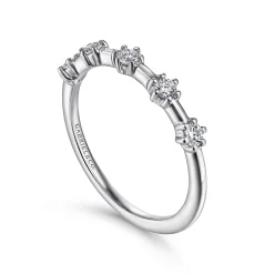 Gabriel & Co. Sumatra - 14K White Gold Diamond Station Anniversary Band - 0.25 ct