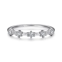 Gabriel & Co. Sumatra - 14K White Gold Diamond Station Anniversary Band - 0.25 ct