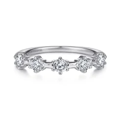 Online Gabriel & Co. Sumatra - 14K White Gold 5 Stone Stations Stackable Diamond Anniversary Band - 0.45 ct