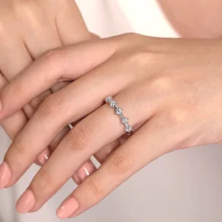Online Gabriel & Co. Sumatra - 14K White Gold 5 Stone Stations Stackable Diamond Anniversary Band - 0.45 ct