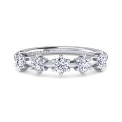 Sale Gabriel & Co. Sumatra - 14K White Gold 5 Stone Stations Stackable Diamond Anniversary Band - 0.75 ct