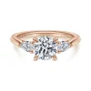 Sale Gabriel & Co. Sunday - 14K Rose Gold Round Three Stone Diamond Engagement Ring