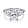 New Gabriel & Co. Sunday - 14K White Gold Oval Three Stone Diamond Engagement Ring