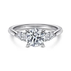 Discount Gabriel & Co. Sunday - 14K White Gold Round 3 Stone Diamond Engagement Ring