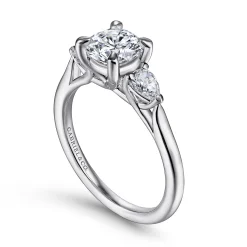 Discount Gabriel & Co. Sunday - 14K White Gold Round 3 Stone Diamond Engagement Ring