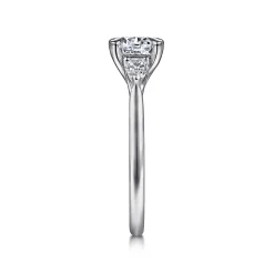 Discount Gabriel & Co. Sunday - 14K White Gold Round 3 Stone Diamond Engagement Ring
