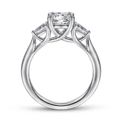 Discount Gabriel & Co. Sunday - 14K White Gold Round 3 Stone Diamond Engagement Ring