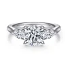 Gabriel & Co. Sunday - 14K White Gold Round 3 Stone Diamond Engagement Ring