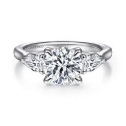 Gabriel & Co. Sunday - 14K White Gold Round 3 Stone Diamond Engagement Ring