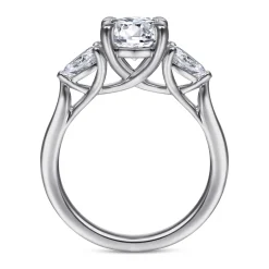 Gabriel & Co. Sunday - 14K White Gold Round 3 Stone Diamond Engagement Ring
