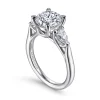 Clearance Gabriel & Co. Sunday - 14K White Gold Round 3 Stone Diamond Engagement Ring