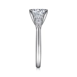 Clearance Gabriel & Co. Sunday - 14K White Gold Round 3 Stone Diamond Engagement Ring
