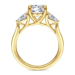 Best Gabriel & Co. Sunday - 14K Yellow Gold Round 3 Stone Diamond Engagement Ring