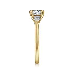Best Gabriel & Co. Sunday - 14K Yellow Gold Round Three Stone Diamond Engagement Ring
