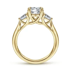 Best Gabriel & Co. Sunday - 14K Yellow Gold Round Three Stone Diamond Engagement Ring