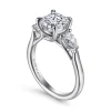 Best Gabriel & Co. Sunday - Platinum Round 3 Stone Diamond Engagement Ring