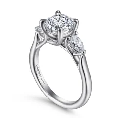 Best Gabriel & Co. Sunday - Platinum Round 3 Stone Diamond Engagement Ring