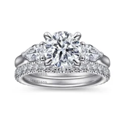 Best Gabriel & Co. Sunday - Platinum Round 3 Stone Diamond Engagement Ring