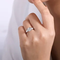 Best Gabriel & Co. Sunday - Platinum Round 3 Stone Diamond Engagement Ring