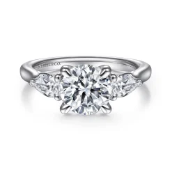 Best Gabriel & Co. Sunday - Platinum Round 3 Stone Diamond Engagement Ring