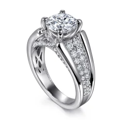 Best Gabriel & Co. Sutter - 14K White Gold Round Diamond Engagement Ring