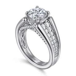 Best Gabriel & Co. Sutter - 14K White Gold Round Diamond Engagement Ring