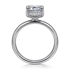 Outlet Gabriel & Co. Symphony - 14K White Gold Emerald Cut Hidden Halo Diamond Engagement Ring