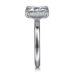 Outlet Gabriel & Co. Symphony - 14K White Gold Emerald Cut Hidden Halo Diamond Engagement Ring