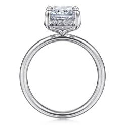 Clearance Gabriel & Co. Symphony - 14K White Gold Radiant Cut Hidden Halo Diamond Engagement Ring
