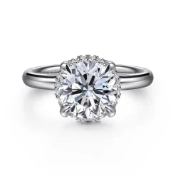 Gabriel & Co. Symphony - 14K White Gold Round Hidden Halo Diamond Engagement Ring