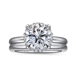 Gabriel & Co. Symphony - 14K White Gold Round Hidden Halo Diamond Engagement Ring