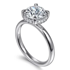 Gabriel & Co. Symphony - 14K White Gold Round Hidden Halo Diamond Engagement Ring