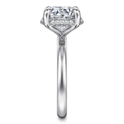 Clearance Gabriel & Co. Symphony - 14K White Gold Round Hidden Halo Diamond Engagement Ring