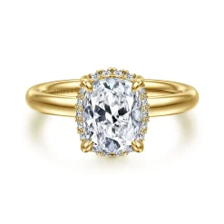 Outlet Gabriel & Co. Symphony - 14K Yellow Gold Elongated Cushion Hidden Halo Diamond Engagement Ring