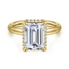 New Gabriel & Co. Symphony - 14K Yellow Gold Emerald Cut Hidden Halo Diamond Engagement Ring
