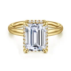New Gabriel & Co. Symphony - 14K Yellow Gold Emerald Cut Hidden Halo Diamond Engagement Ring